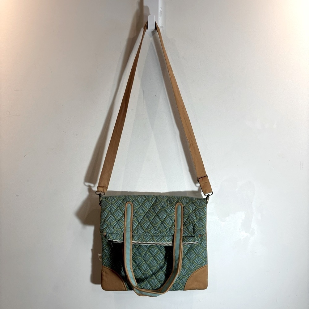 METISEKO Organic Cotton Quilted Zipper Closure Multiple Interior Pockets Bag